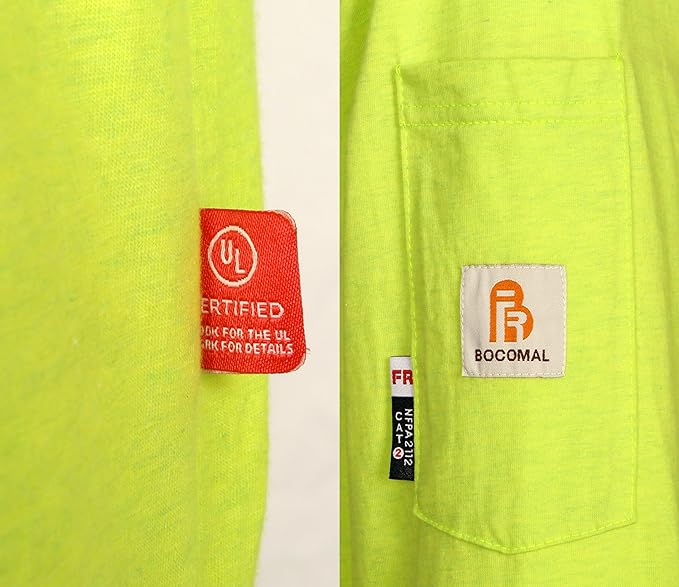 BOCOMAL FR Hooded T Shirts Heather Series 6oz Flame Resistant NFPA2112 CAT2 Fire Retardant Hoodies Work Shirt