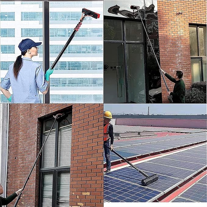 House Cleaning Supplies Kit, Extendable Window Cleaner, Solar Cleaning Equipment, Photovoltaic Cell Cleaning Tools for Cleaning Photovoltaic and Solar Panels, House, RV Cleaning,30cm Brush Head (Size