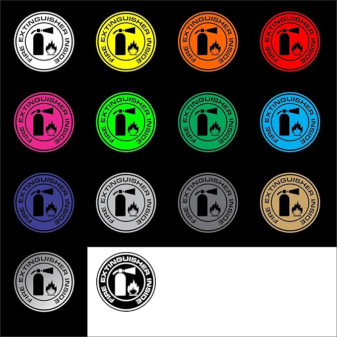 Fire Extinguisher Inside Decal Sticker Car, Truck, Window - Multiple Sizes and Colors - Die Cut No Background (6" Diameter)