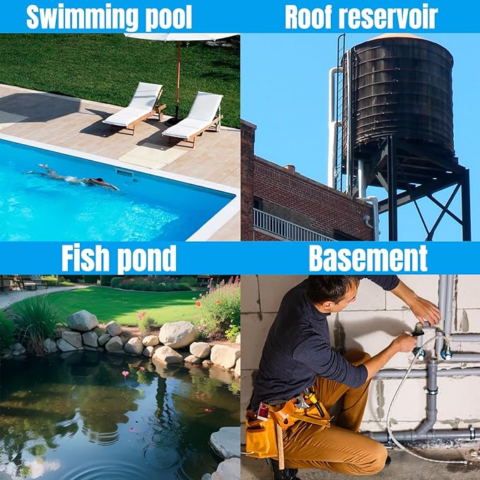 Sump Pump Float Switch: Hi-Lo Sensors, Controller with Dual Float Switch and Overload Protection, Prevents Flooding in Basements, Pools, and Other Areas (Drain Mode)