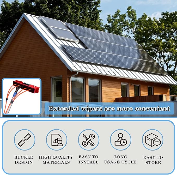 Water Fed Pole Kit Adjustable Solar Panel Cleaning Kit Cleaner Tool for Window Glass Roof Outdoor Glass Brush Window Washing Equipment (30FT)