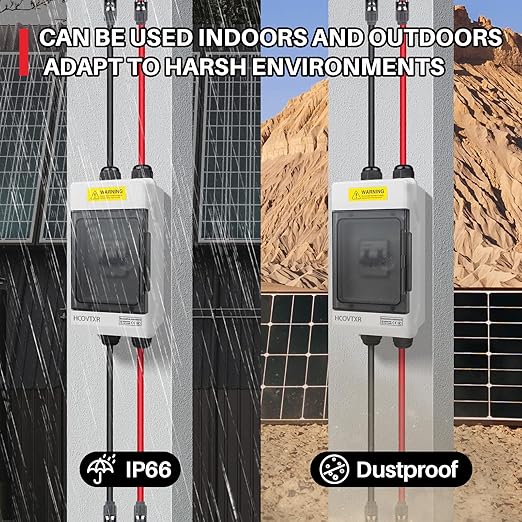 Solar Panel Disconnect Switch 30A 550VDC Solar Shut Off Switch 2 Poles Outdoor DC Miniature Circuit Breaker Box, Waterproof UV-Proof for Solar PV Home Systems (550V 30A)