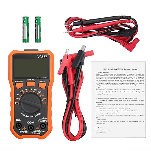 Proster Autoranging Multimeter 6000 Count - AC DC Current Tester Voltage Meter Volt Ohm Meter with Alligator Clips TRMS NCV Temperature Capacitance Diode Audible Continuity Meter