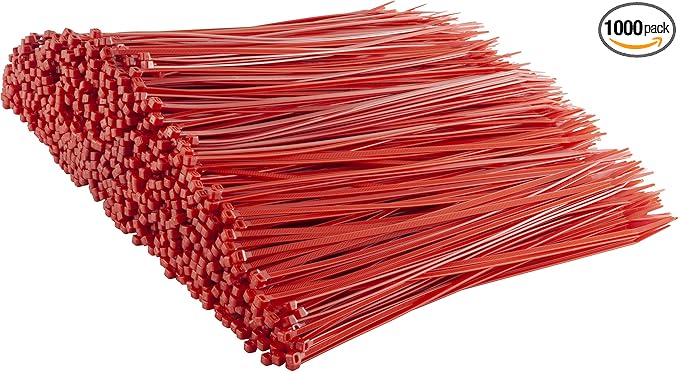GTSE 14 Inch Red Zip Ties, 1,000 Bulk Pack, 50lb Strength, UV Resistant Long Nylon Cable Ties, Self-Locking 14" Tie Wraps