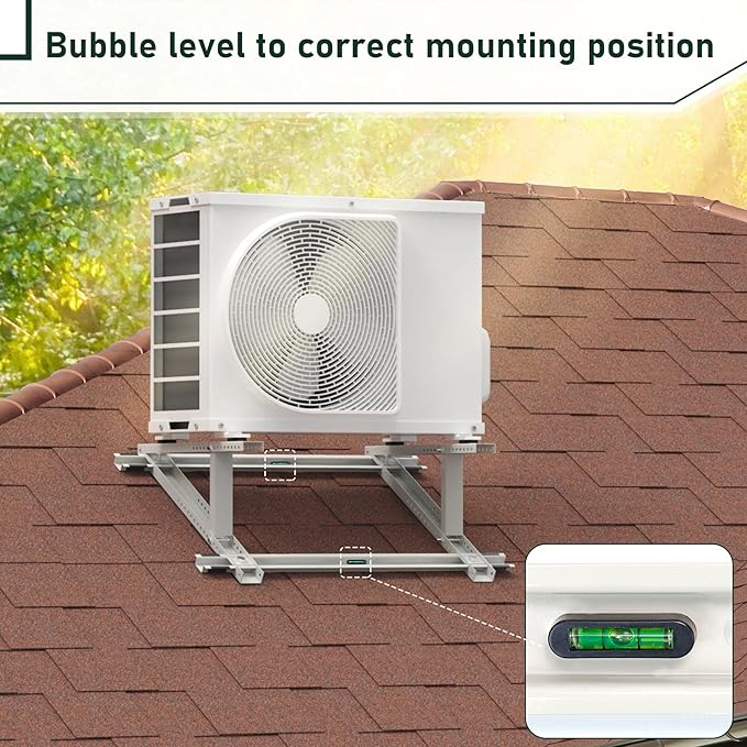 Flehomo Air Conditioner Rooftop Mount Bracket for Mini Split Air Conditioners Heat Pump System, Adjustable Mounting Bracket for Rooftop, Heavy Duty Roof Bracket for 9,000-24,000 BTU