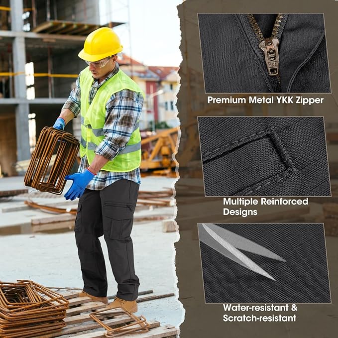 IGOLUMON Men's Ripstop Tactical Pants Breathable Stretch Cargo Pants Outdoor Lightweight EDC Work Hiking Pants Zipper Pockets