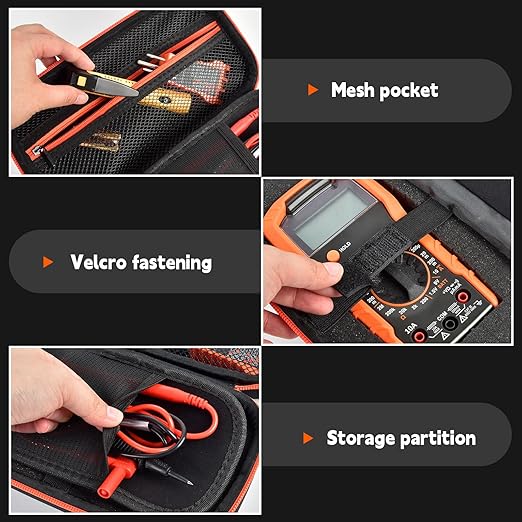 Case Compatible with Klein Multimeter MM325 MM300(69149P) Multi Meter Testers, Storage Carrying Organizer for Electrical Test Kit Voltage/Outlet Tester, Wire Stripper, Leads & Batteries (Box Only) (S)