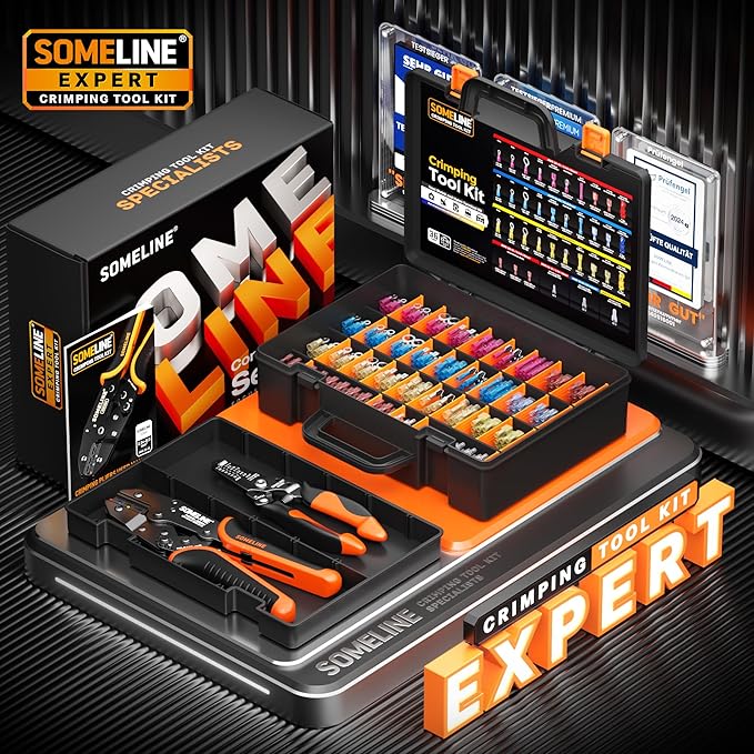 SOMELINE Crimping Tool Kit for Heat Shrink Connectors, AWG 22-10 with 36 Size Marine Grade Heat Shrink Wire Connectors, Crimping Tool for Nylon,and Sealed Terminals UL Listed Connectors
