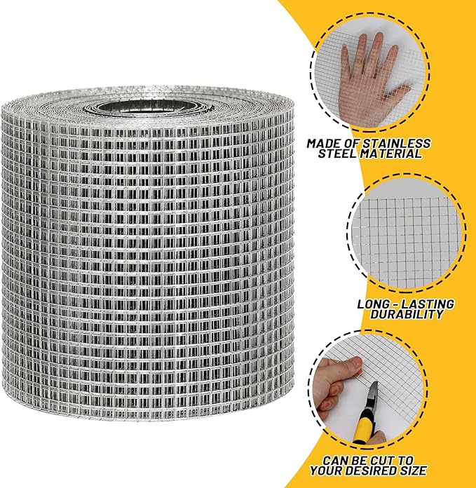 5" Stainless Steel Mesh Roll, 5in x 50FT Gutter Guard Leaf Filter for Rain Gutters, Solar Panel Bird Guard Mesh & Critter Guard Fence