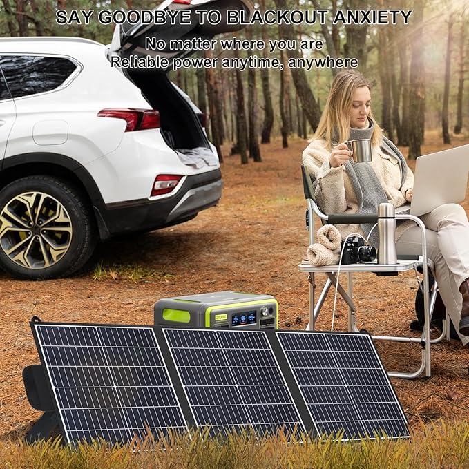 100W Portable Solar Panel, 20V Foldable Charger with USB-A QC3.0 and Type-C PD45W. Lightweight Design for Outdoor Camping, RV Trips and Hiking, powering Mobile Phones and Energy Storage Devices