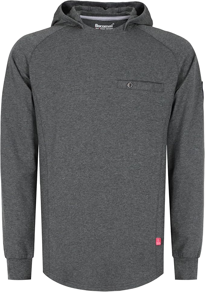 BOCOMAL FR Hooded T Shirts Chest Pocket Fire Resistant Summer Hoodie NFPA2112 CAT2 Flame Retardant FRC Welding Work Shirt