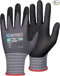 KAYGO Safety Work Gloves MicroFoam Nitrile Coated, 3 Pairs KG18NB,Seamless Knit Nylon Glove for Men and Women, Ideal for Automotive,Warehouse,Construction (Small,Gray)