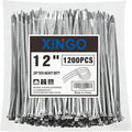 XINGO 12 Inch Silver Zip Ties 1200PCS, 75 LBS Ultra Strong Tensile Strength, UV Resistant Cable Ties, Self-locking Plastic Ties for Indoor and Outdoor Use