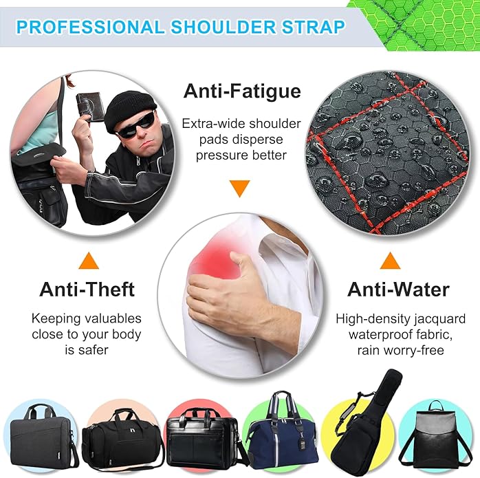 Ultra Comfortable Shoulder Strap Bag Belt with Anti-Theft Pockets and Padded, 2 Tone Reversible Use, Stylish & Secure
