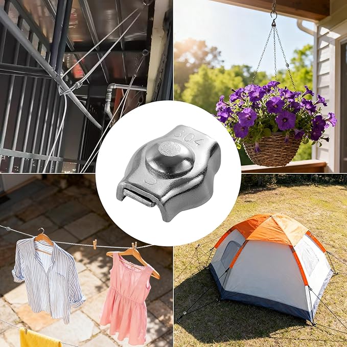 M3 Wire Rope Cable Clip Clamp,304 Stainless Steel Simplex Single Bolt Cable Clamps (18Pcs),1/8 Inch Wire Clamps for 1.5mm-3mm Wires/Stainless Steel Cables/Wire Ropes/Plastic Cables