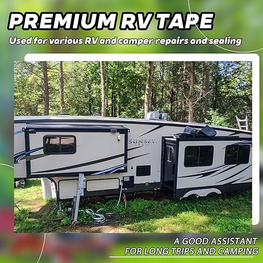 RV Sealant Tape,6Inchx50Feet,1-Pack,Black RV Roof Tape,Camper Repair Tape,RV Tape,Repair for Trailer, Boat,Window,Roof & Leaks,Sealing