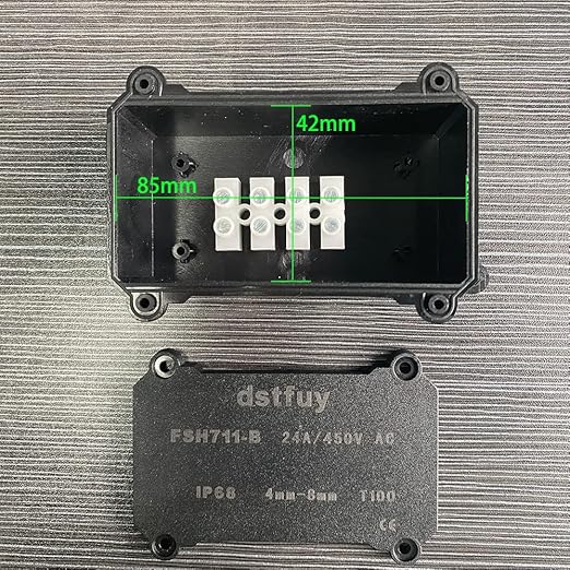 Junction Box,ABS Waterproof IP68 Electrical Boxes.with 24A Barrier Terminals Electric Junction Project Box for 4-8mm Dia Wire.Outdoor External Electric Power Cord Boxes.