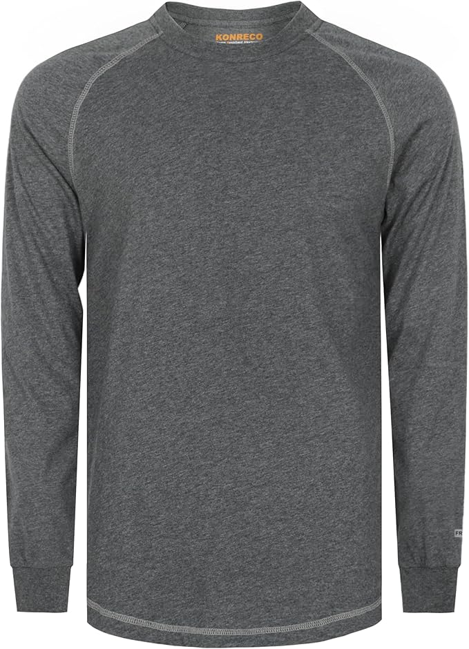 KONRECO FR Shirts for Men Summer Two Tone 4oz Lightweight Flame Resistant/Fire Retardant CAT1 Work T-Shirt Baselayer