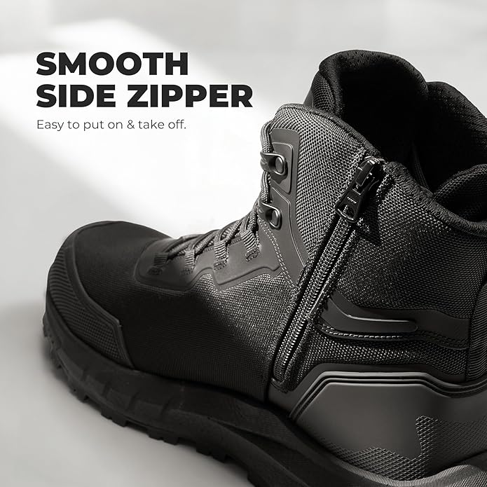 NORTIV 8 Composite Toe Boots for Men ASTM F2413-24 Safety Work Boots Lightweight Anti-Fatigue Non-Slip with Zipper for Warehouse Construction, Terrascope-nano