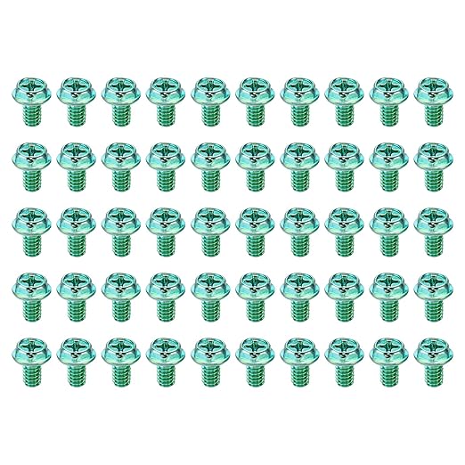 PATIKIL 5/32 x 1/4 Inch Thread Ground Screws, 50 Pack Green Electrical Grounding Screw Hex Phillips Head Flanged for Home Electrical Lamp