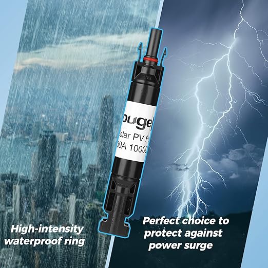 BougeRV 30A Solar Fuse Holder Inline, PV Inline Fuse Holder 30 Amp for Solar Panel and Controller, Waterproof Fuses Connector, Solar Surge Protection Device