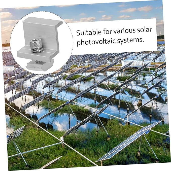 12pcs Solar Panel Rack Clips Aluminum Alloy Solar Panel Bracket Clips for Easy Installation and Reliable Support Harsh Weather Conditions