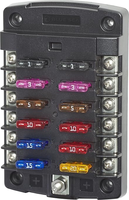 Blue Sea Systems 5034 ST Blade Fuse Block 12 Circuit, 100 Amps