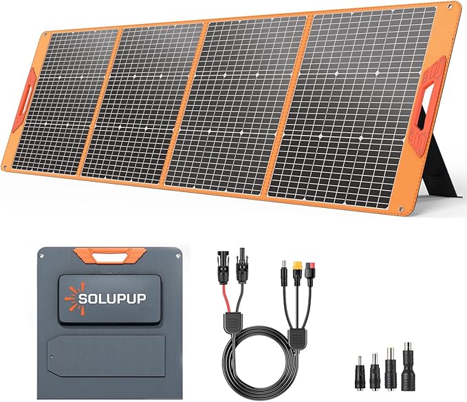 200 Watt Portable Solar Panel for Power Station, 24% High Efficiency Foldable Solar Charger with MC4 & USB Outputs, IP66 Waterproof Solar Panels with 4 Kickstands for Trip RV Camping Off Grid