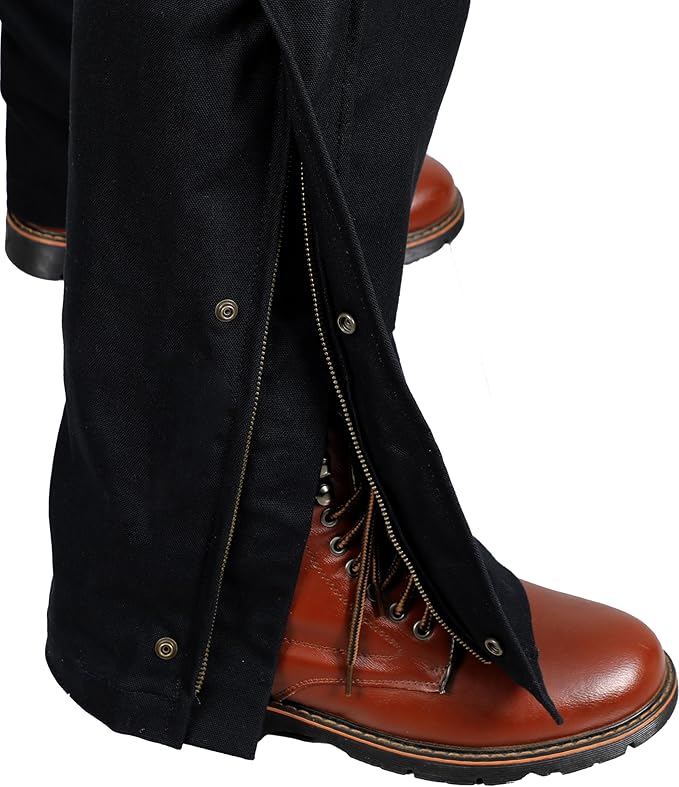 BOCOMAL Men's FR Bib Overalls Duck Canvas Leg Zipper Fire Resistant/Flame Resistant Workwear Relaxed Fit Unlined