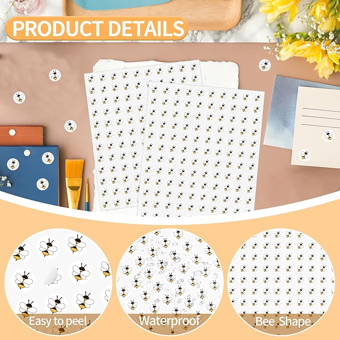 2400 Pcs Small Stickers for Kids,Mini Bee Sticker Cartoon Paper Small Decals Cute Self-Adhesive Stickers for Summer Party Envelopes Scrapbook Gifts DIY Supplies,0.5in（Bee）