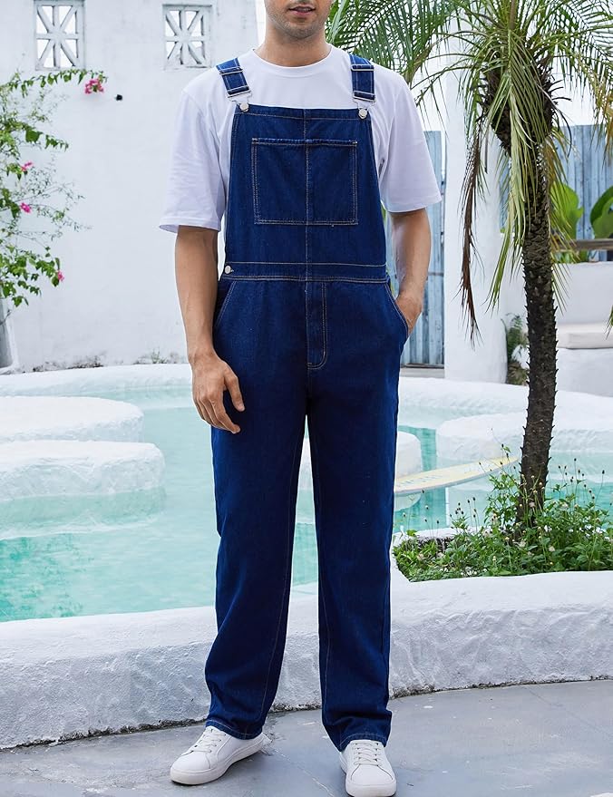 Overalls for Men Fashion Coveralls Work Utility Denim Women Bib Jumpsuit with Pockets