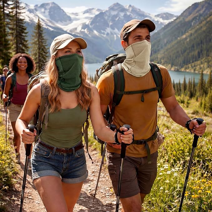 Geyoga Adjustable Cooling Neck Gaiter Breathable Summer Face Mask with Mesh Holes Strap UV Protection Neck Cover for Men