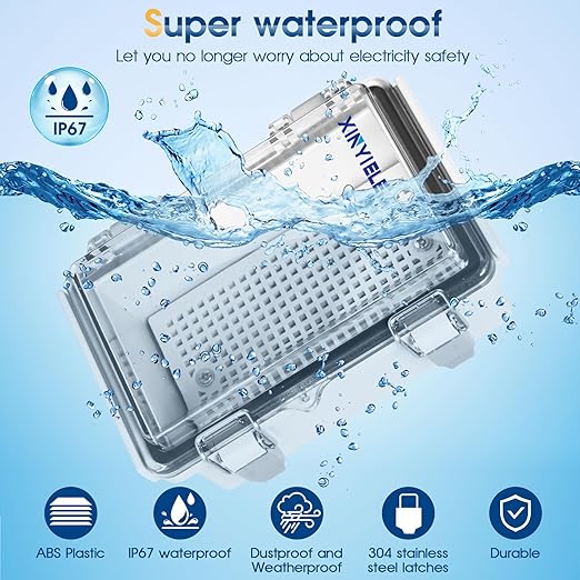 Waterproof Outdoor Project ABS Plastic Junction Box IP67 Weatherproof Dustproof Enclosure with Hinged Cover, Mounting Plate,Wall Brackets for Power Project (Clear,5.9"x3.9"x2.8")