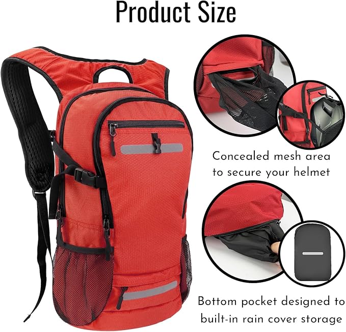 Zavothy 20L Multipurpose Hiking Backpack with 3L Water Bladder – Durable Hydration Backpack with Insulated Bladder Compartment, Hidden Helmet Holder & Rain Cover – for Hiking, Commuting, and Camping