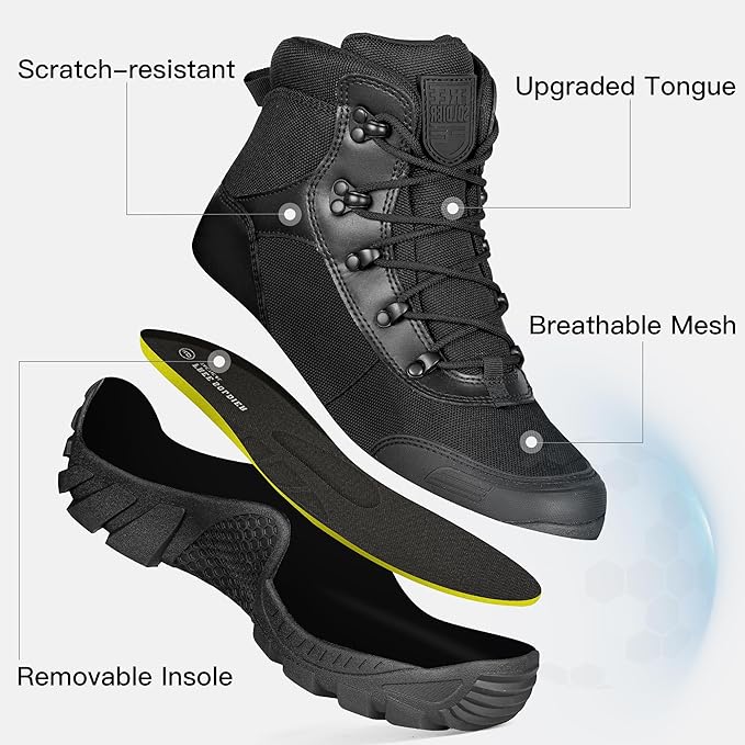 FREE SOLDIER Men's Waterproof Hiking Boots Tactical Work Boots Outdoor Lightweight Military Boots