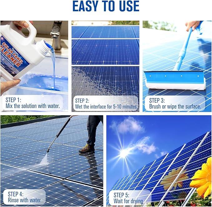 Teexpert Solar Panel Cleaner (32oz Makes 150 Gallons), Ultra Concentrated Glass & Solar Panel Cleaning, Pro Streak-Free Ultra Quick Dry Remove Dirt, Dust, Droppings, Oils, Fingerprints & Water Spots