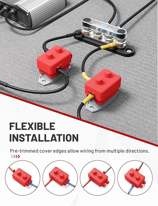 RED WOLF 30Amp Automatic Reset Circuit Breaker with Cover, DC 12V-24V Nylon Insulated & Anti-Rust Stud Type for Automotive Truck Camper RVs Solar Battery Chargers 1pcs