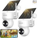 GNCC Solar Security Cameras Wireless Outdoor, 2.4G WiFi 360° View Solar/Battery Powered Cameras for Home Security with AI Human Detection, Color Night Vision, 2-Way Audio, SD/Cloud Storage, 2 Pack