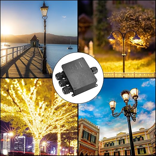 Electrical Junction Box, Waterproof IP68 4-Way External Junction Box, Cable Connector Box, Underground External Outdoor Junction Box for Wire Range 4-12mm (4.5" x 4.56" x 2" -1Pcs)