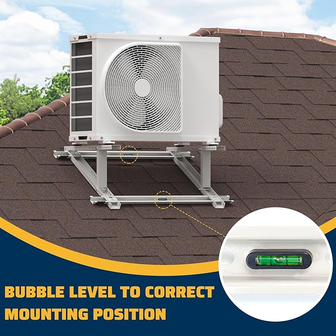 Air Conditioner Rooftop Mount Mini Split Bracket, Adjustable Rooftop Mounting Mini Split Bracket for Ductless Mini Split Heat Pump Air Conditioner Unit 9000-24000 BTU, Support up to 300 LBS