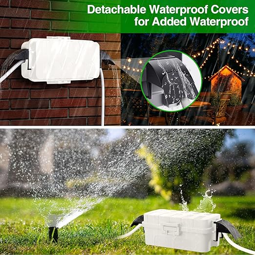 Flemoon [2 Pack] IP55 Small Outdoor Electrical Box Waterproof (Inner 5.9 x 3.2 x 1.8inch), Extension Cord Cover with Detachable Awning Covers for Plug, Outlet, Holiday Lights, White