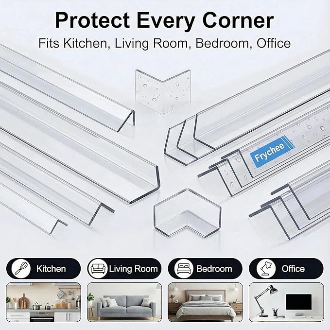 Clear Corner Protectors – Self-Adhesive Baby Proofing Safety Bumpers for Walls, Furniture, Cabinets & Desks – Freely Spliced to Meet Your Needs (6PCS, 2.5x60.96cm/1.0x24in)