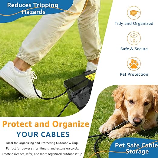 NineLeaf Outdoor Waterproof Electrical Box,IP54 Weatherproof Extension Cord Cover, Protect Outlet, Plug, Socket, Timer, Power Strip, Holiday Light Decoration,10.3x5.9x3.7inch,Black