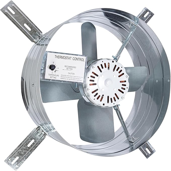 iLiving ILG8G14-12T Automatic Gable Mount Attic Ventilator Fan with Adjustable Thermostat, 2.85 Amp, 2339 CFM, Single-Speed | Automatic, 2339 CFM, 3.10 Amp, Single-Speed