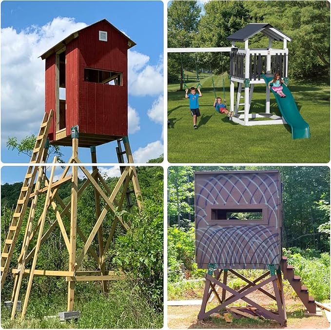 Mofeez Outdoor 4x4 Compound Angle Brackets for Deer Stand Hunting Blinds Shooting Shack (Green, Set of 4)