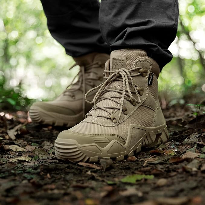 FREE SOLDIER Men's Waterproof Hiking Boots Tactical Work Boots Outdoor Lightweight Military Boots
