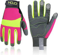 HANDLANDY Work Gloves for Women, Breathable Leather Gardening Glove for Yard Maintenance, Hand Protection with Touch Screen
