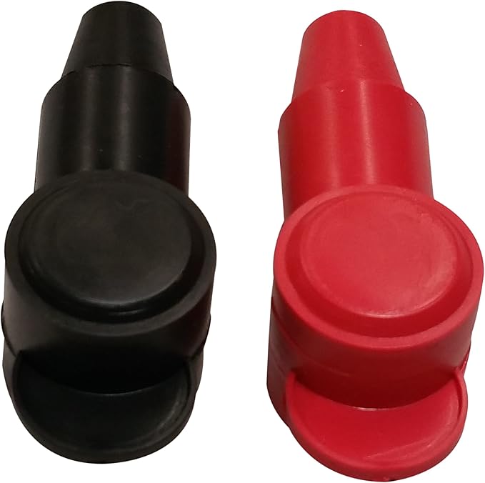 (Red & Black) 5/16" Stud Terminal Cover - Electrical Battery Connection Insulator (2 Pack)