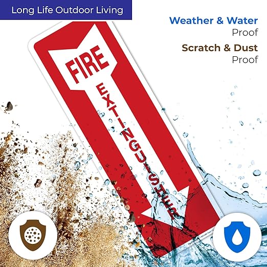 Fire Extinguisher Decal Self Adhesive Sticker 4x12" 4 Mil Vinyl SignIndoor & Outdoor Use UV Protected & Waterproof Sleek (3 Pack)