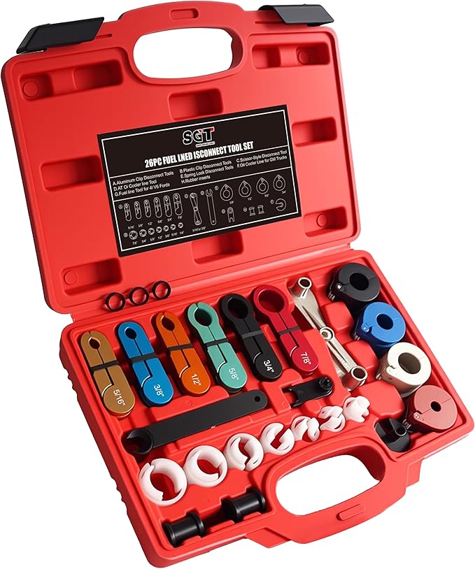 SGT 26pcs Master Quick Disconnect Tool Set,Fuel Line Disconnect Tool Set for A/C Fuel & Transmission Systems，Line Disconnect Tool Kit Apply to Most Vehicles
